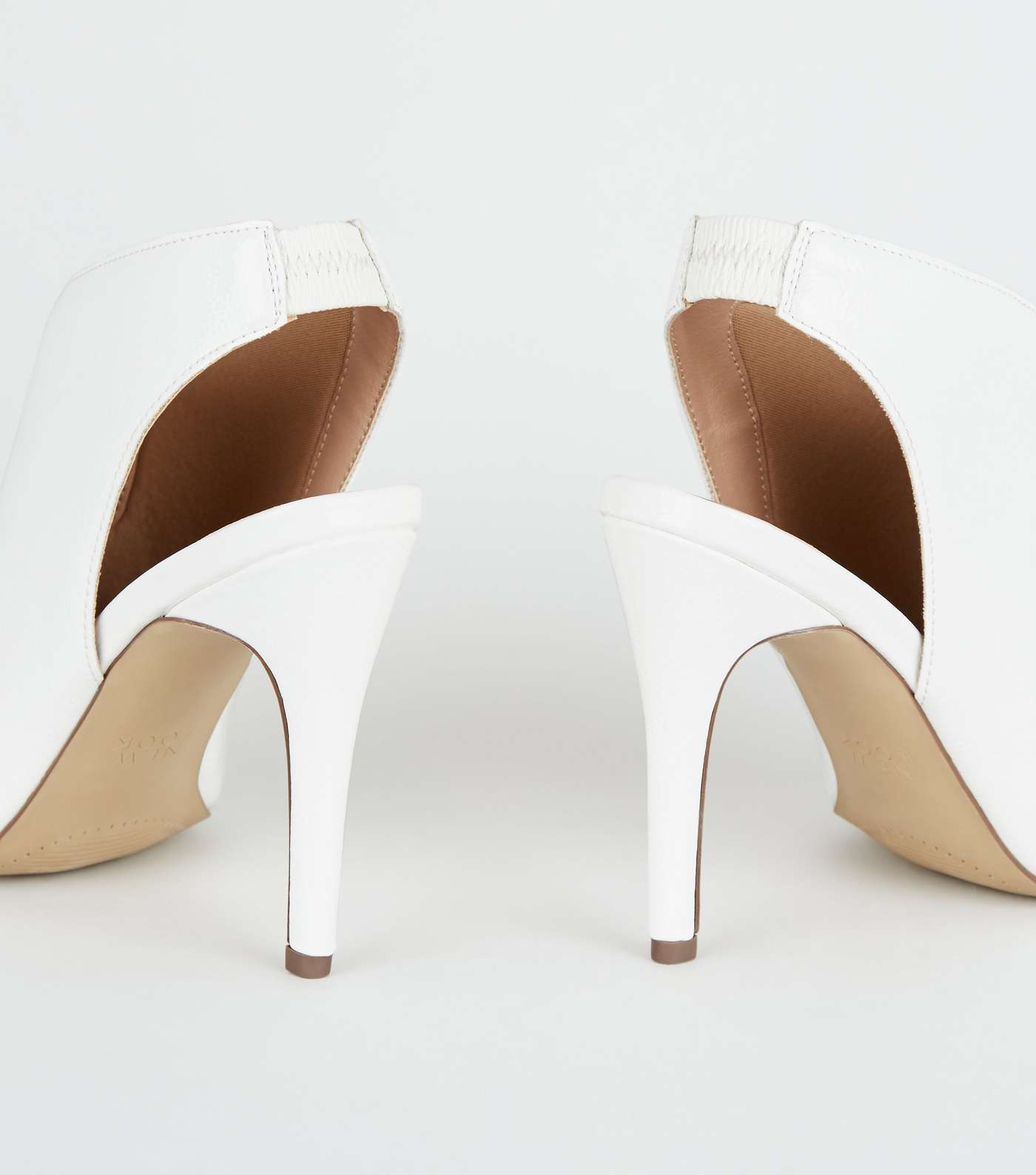 White Crinkle Patent Slingback Heels Image 4