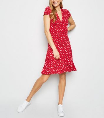 red ditsy summer dress