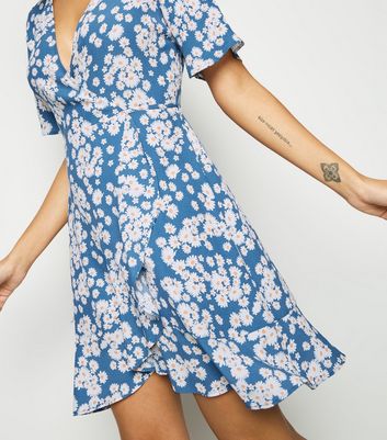 new look blue wrap dress