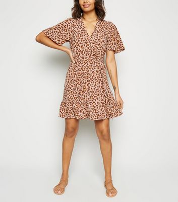 new look leopard print wrap dress