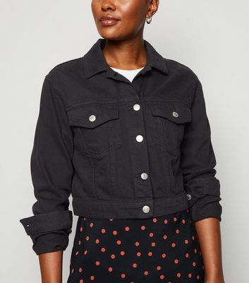 Petite Black Denim Long Sleeve Shirt Dress | New Look