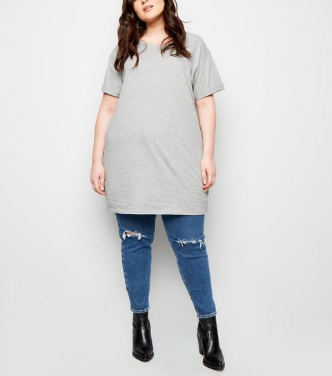 Curves Grey Longline T-Shirt