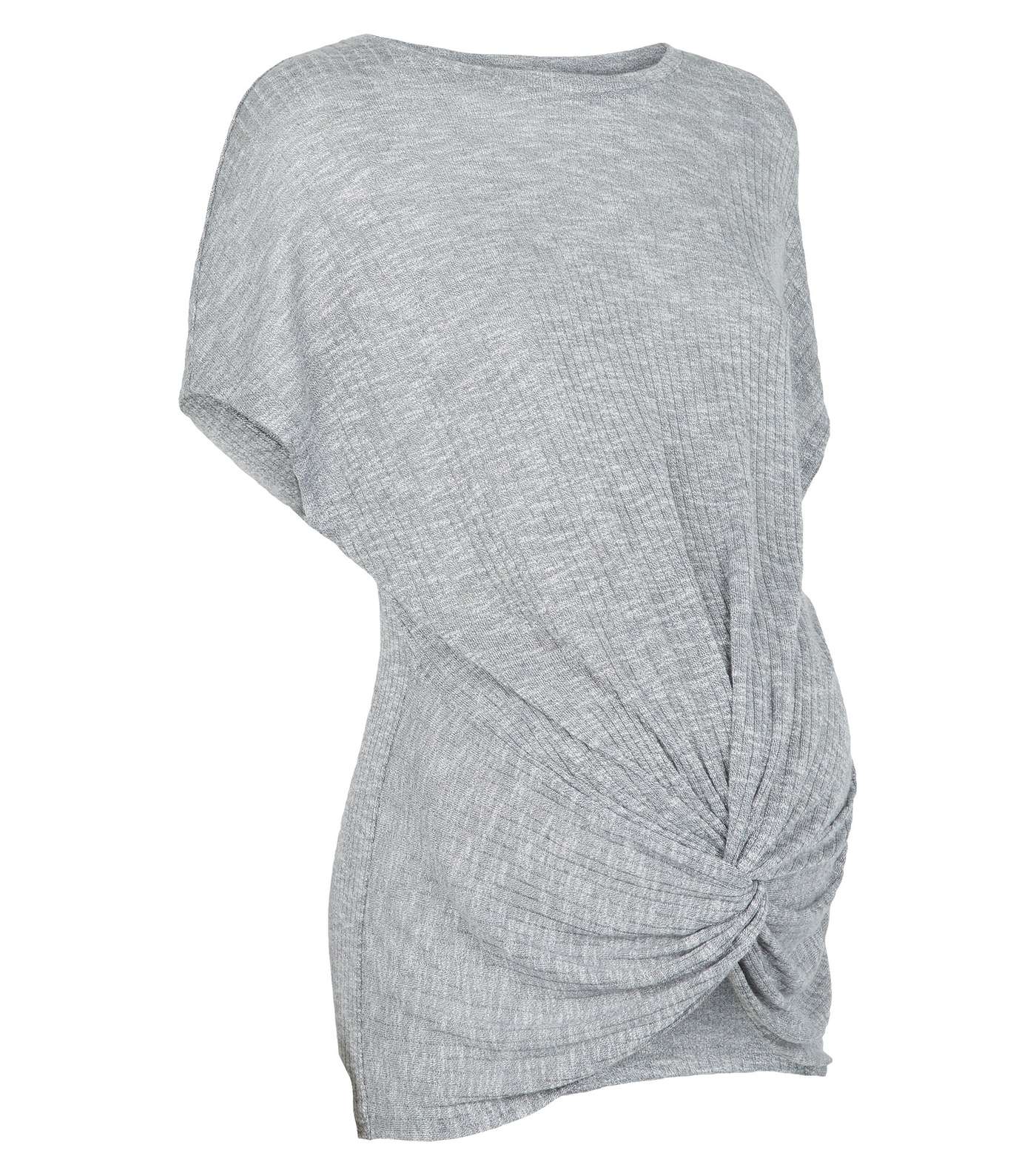 Maternity Grey Fine Knit Twist Front Top Image 3