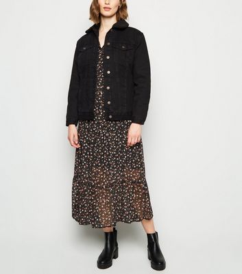 Black Oversized Teddy Lined Denim 