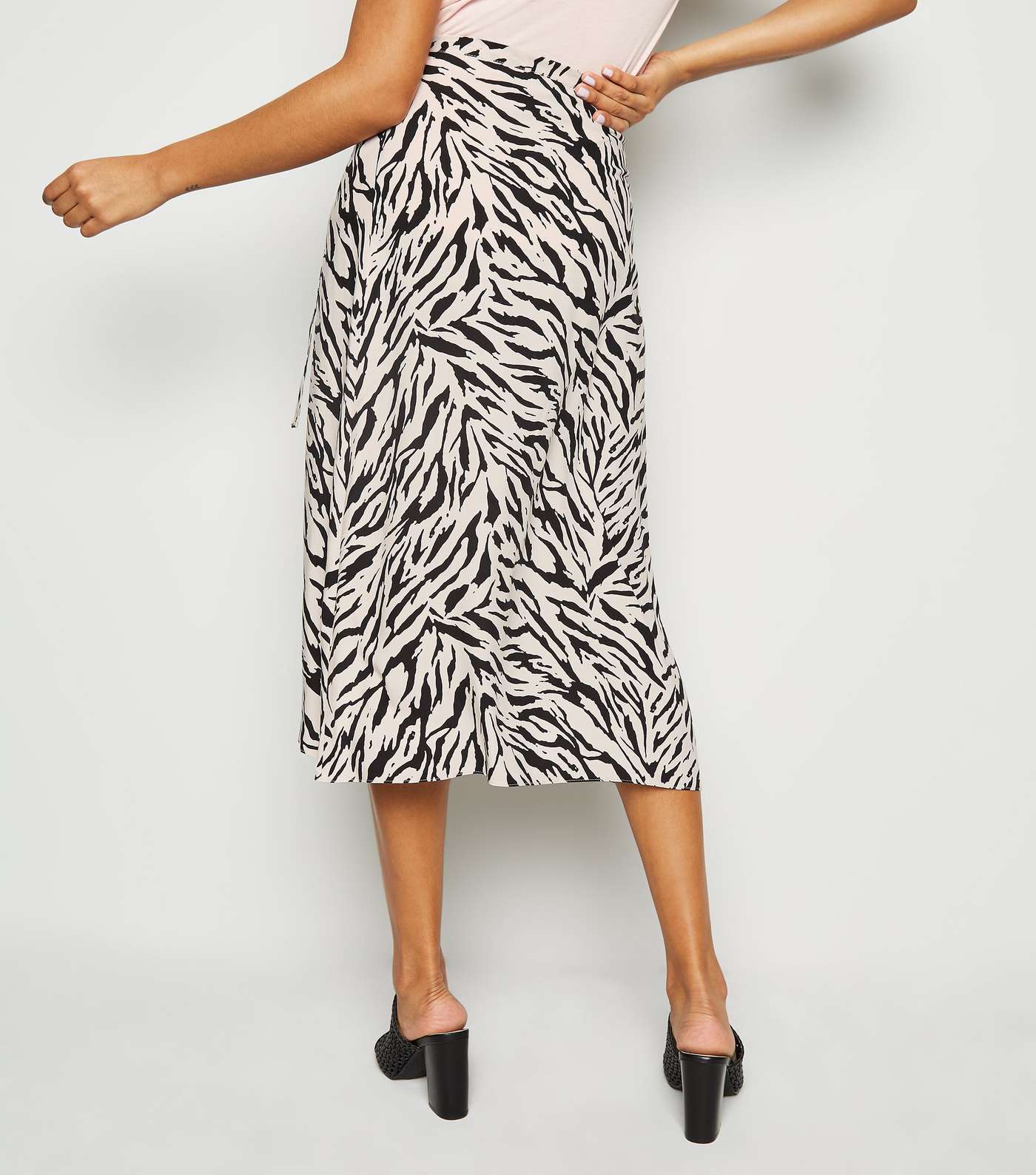 Brown Tiger Print Wrap Midi Skirt Image 3