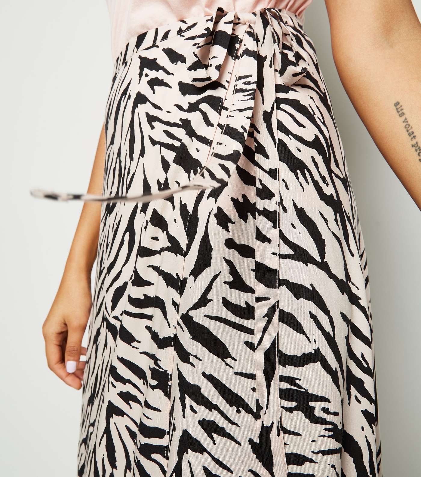 Brown Tiger Print Wrap Midi Skirt Image 5