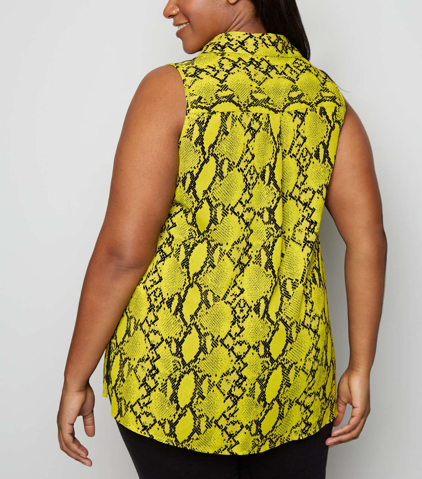 Curves Yellow Snake Print Sleeveless Shirt Image 5