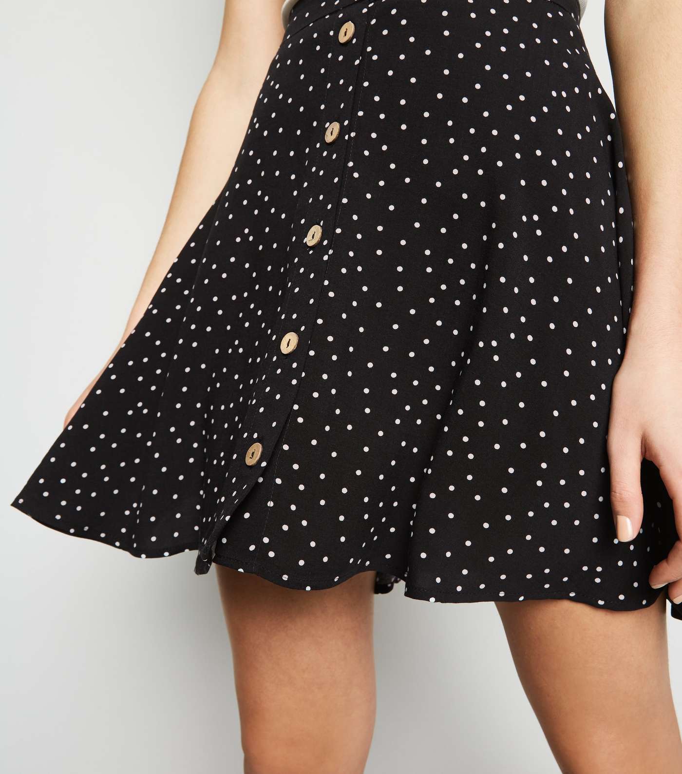 Black Spot Button Up Mini Skirt Image 5