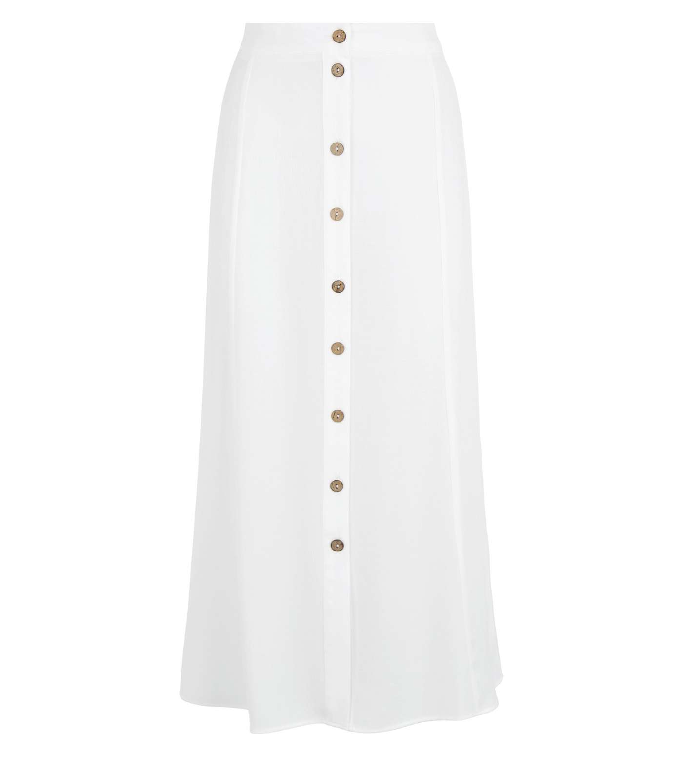 White Button Front Midaxi Skirt Image 4