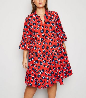 red leopard print dress new look