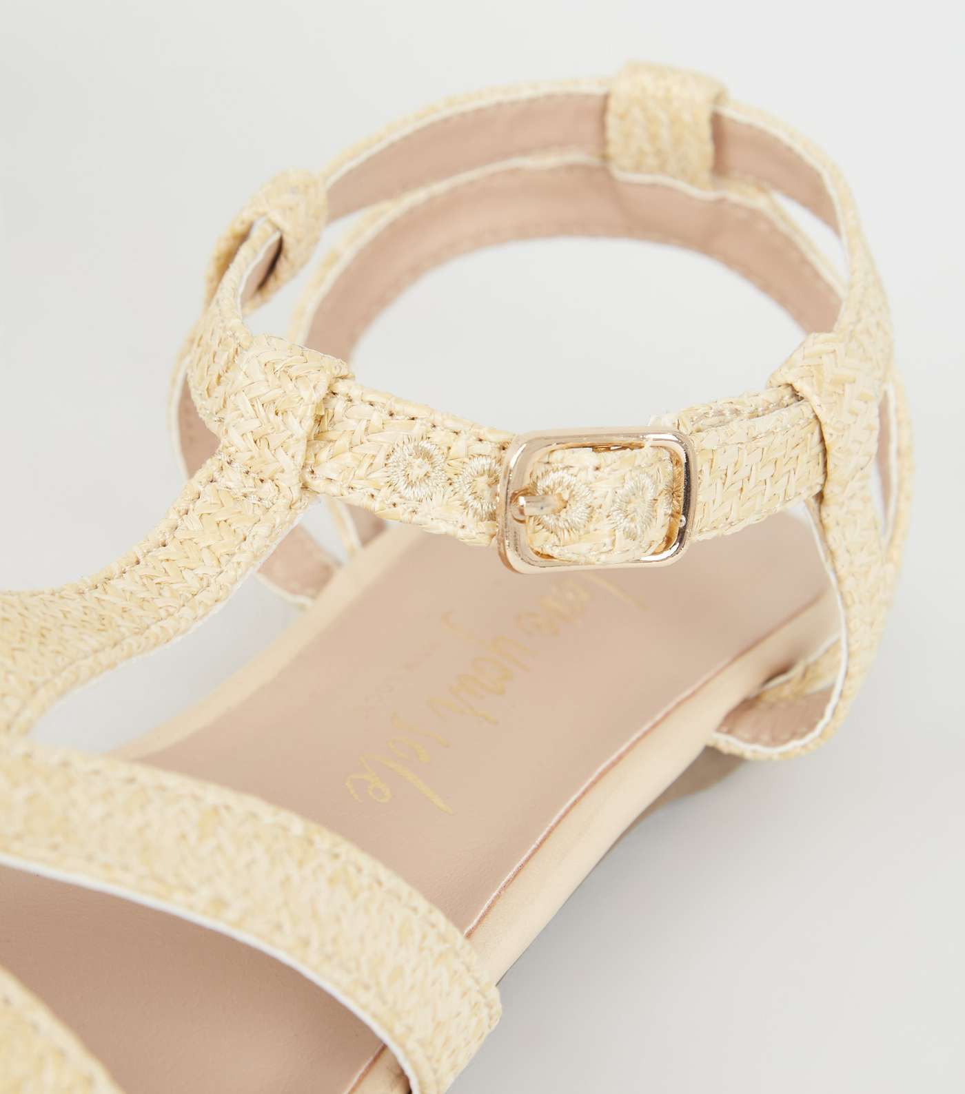 Cream Woven Straw Effect Caged Sandals Image 4
