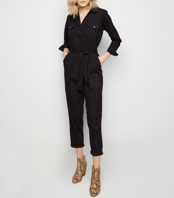 black denim boiler suit