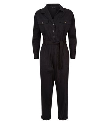 denim boiler suit black