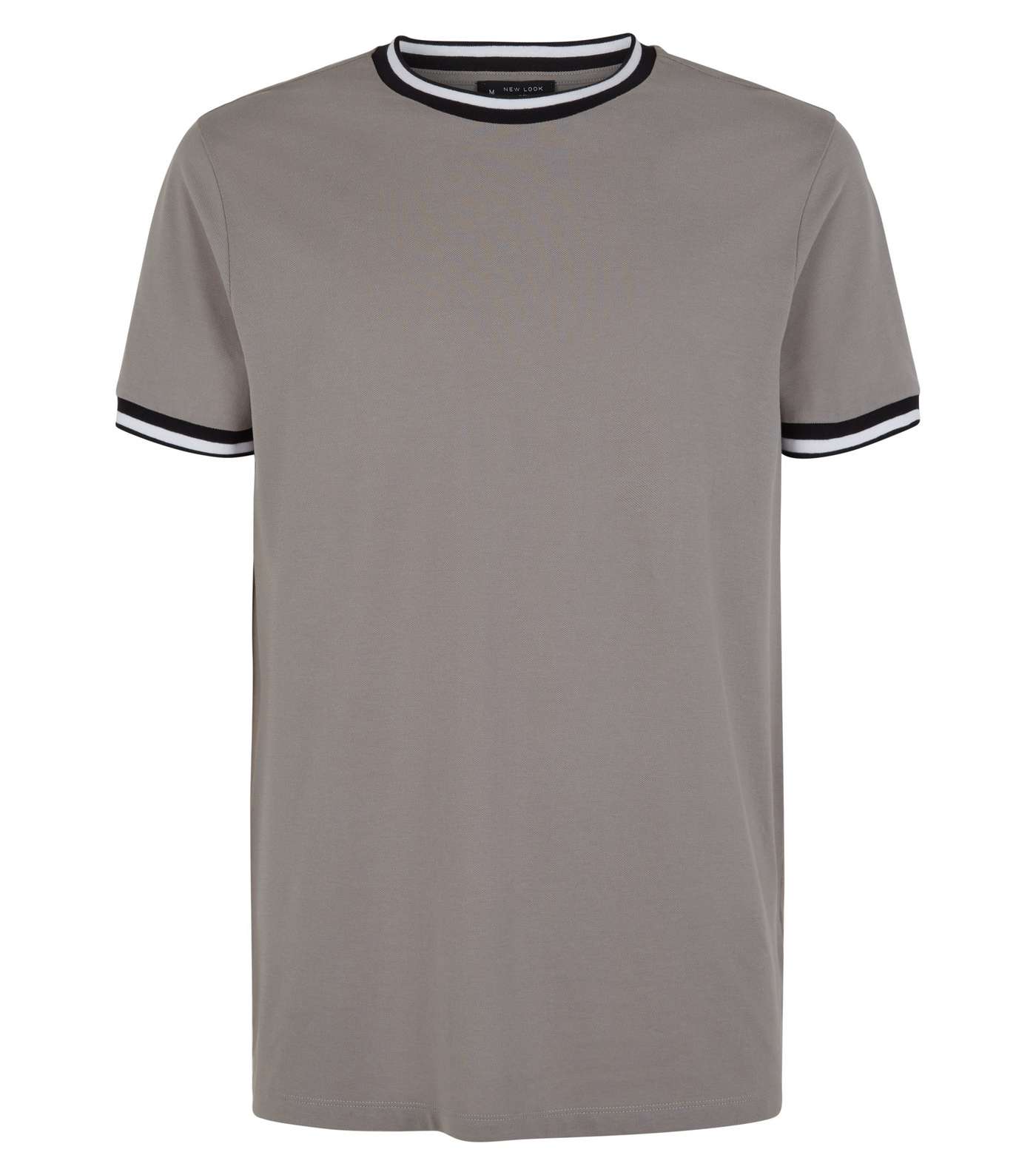 Pale Grey Tipped Pique T-Shirt Image 4