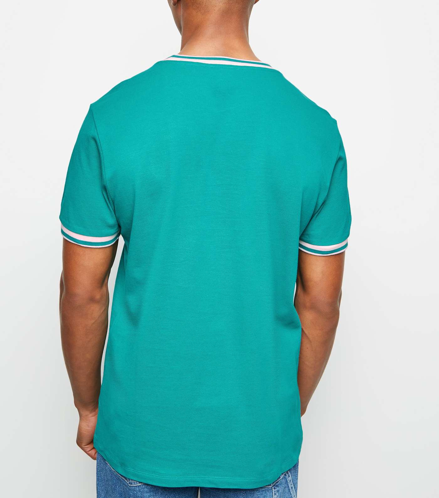 Teal Tipped Pique T-Shirt Image 3