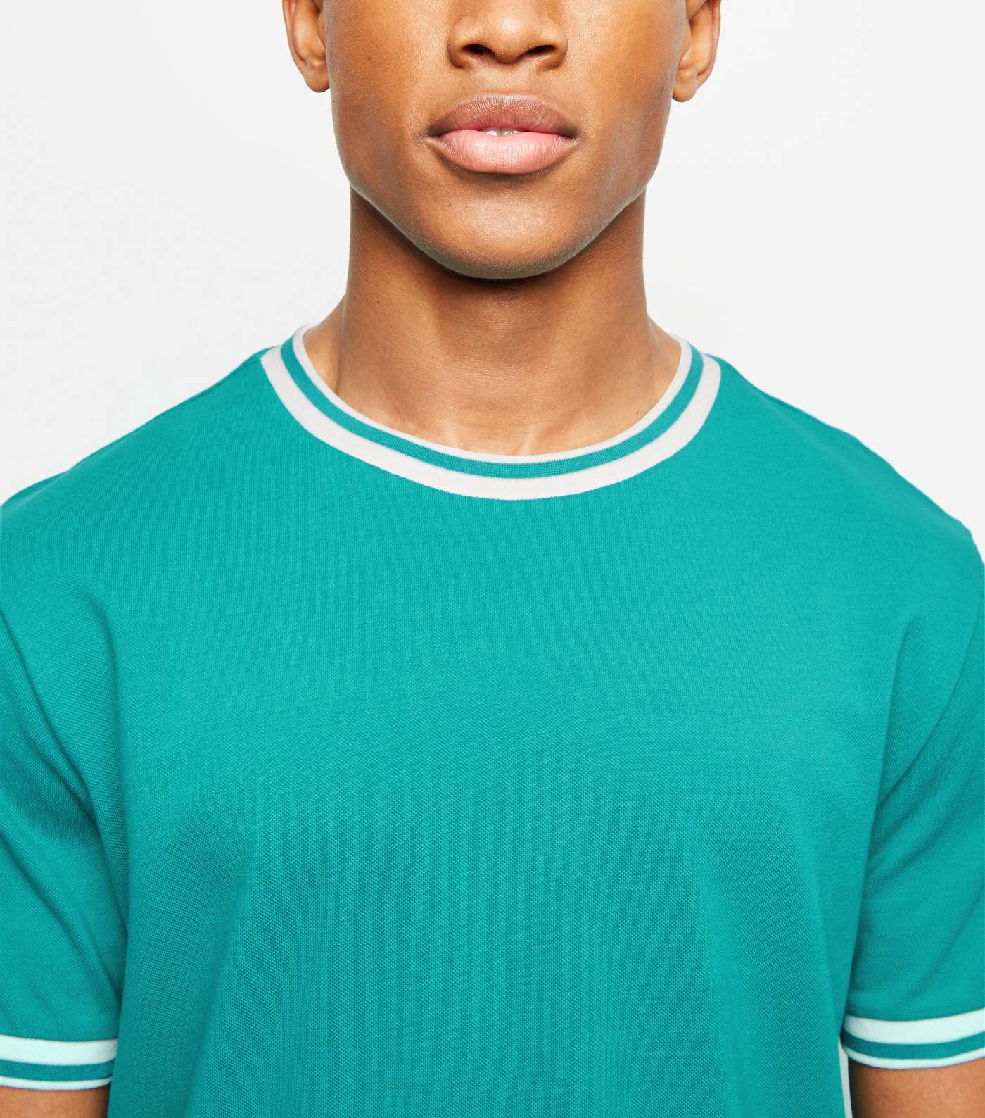 Teal Tipped Pique T-Shirt Image 5