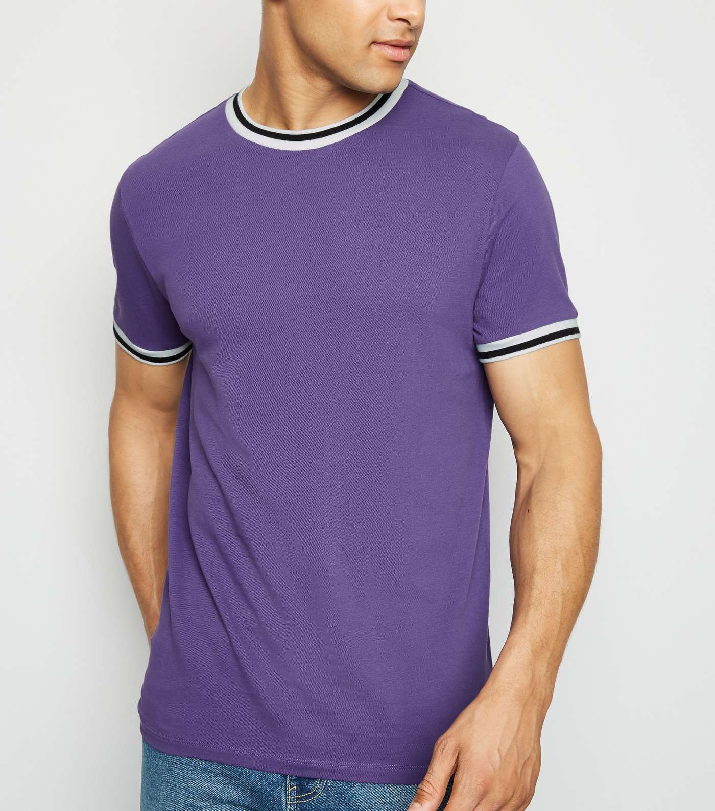 Purple Tipped Pique T-Shirt