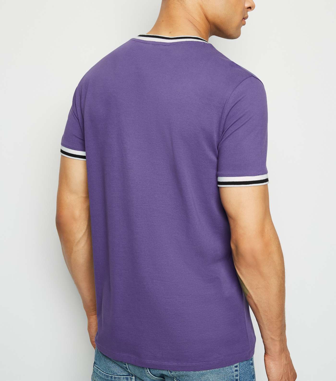 Purple Tipped Pique T-Shirt Image 3