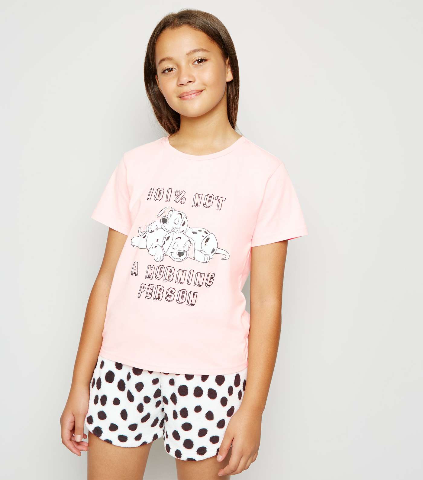 Girls Pink Disney Dalmatian Slogan Pyjama Set