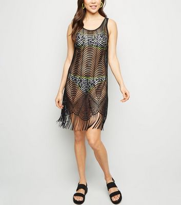 black knitted beach dress