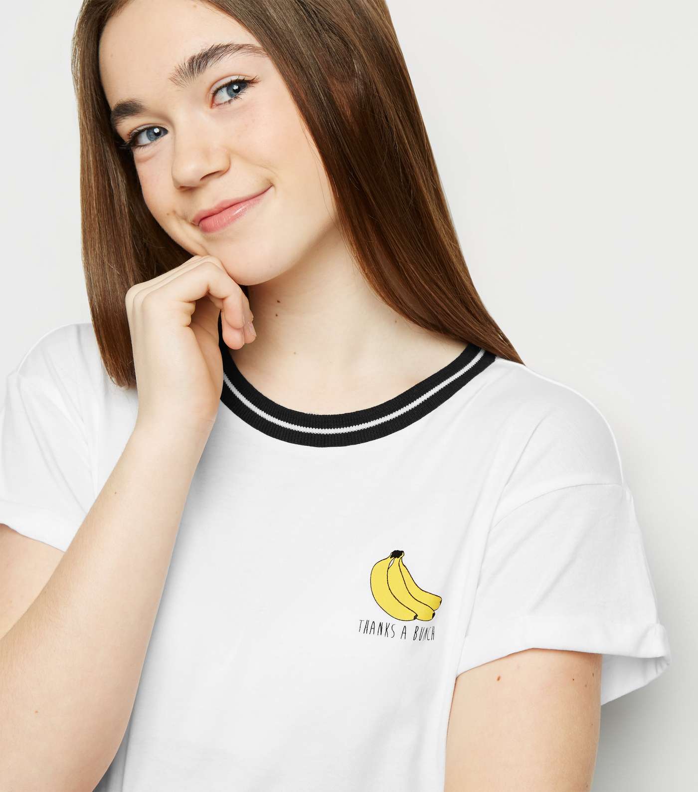 Girls White Banana Thanks A Bunch Slogan T-Shirt  Image 5