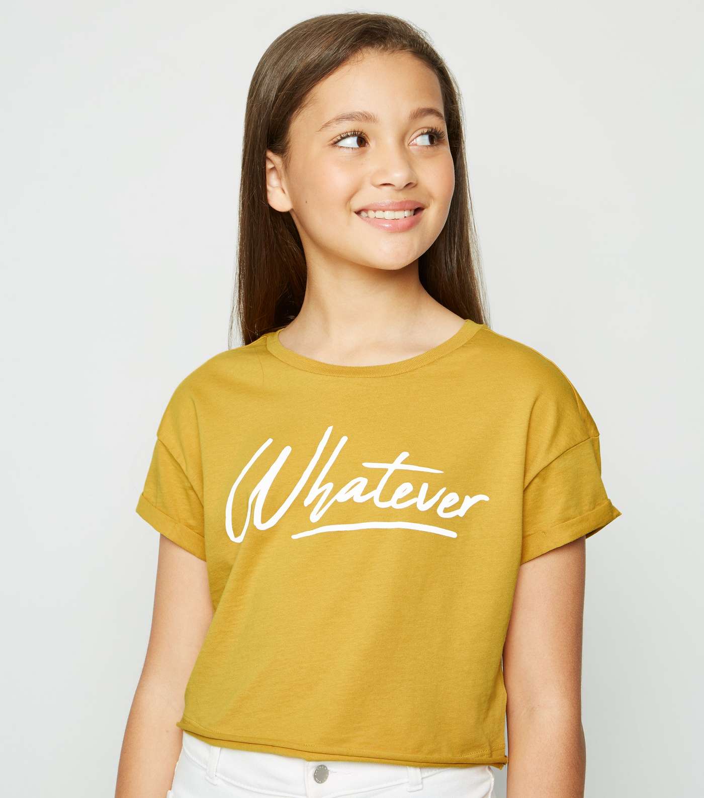 Girls Mustard Whatever Slogan T-shirt