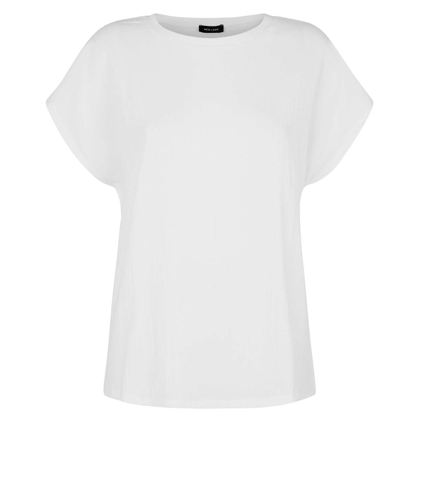 Off White Textured Boxy T-Shirt Image 4