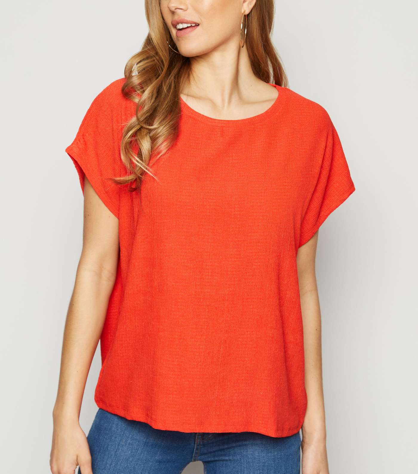 Bright Orange Textured Boxy T-Shirt