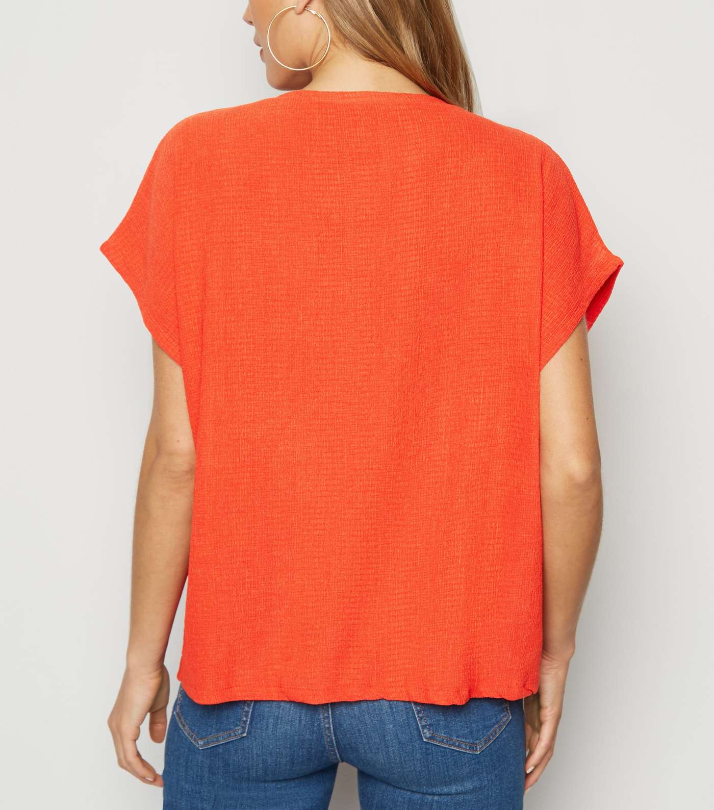 Bright Orange Textured Boxy T-Shirt Image 3