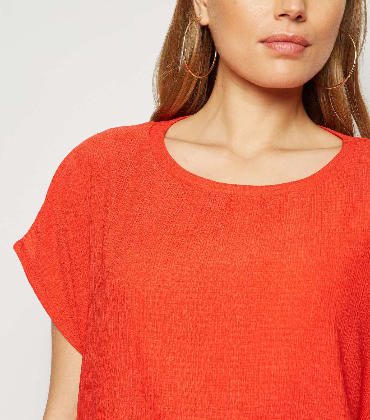 Bright Orange Textured Boxy T-Shirt Image 5