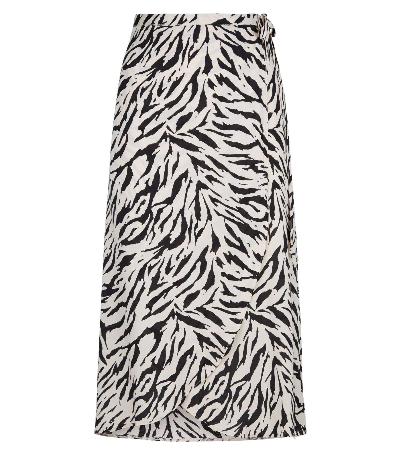 Petite Black Tiger Print Wrap Midi Skirt Image 4