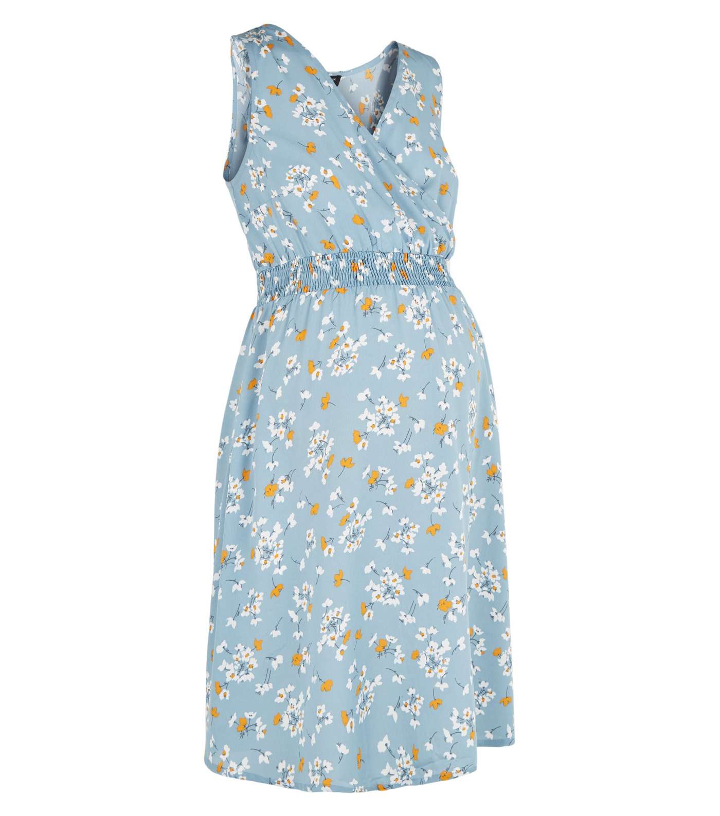 Maternity Blue Floral Wrap Dress Image 4