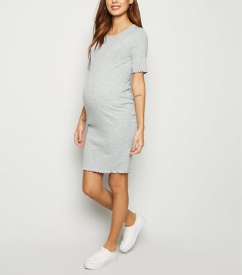 grey ribbed bodycon dress