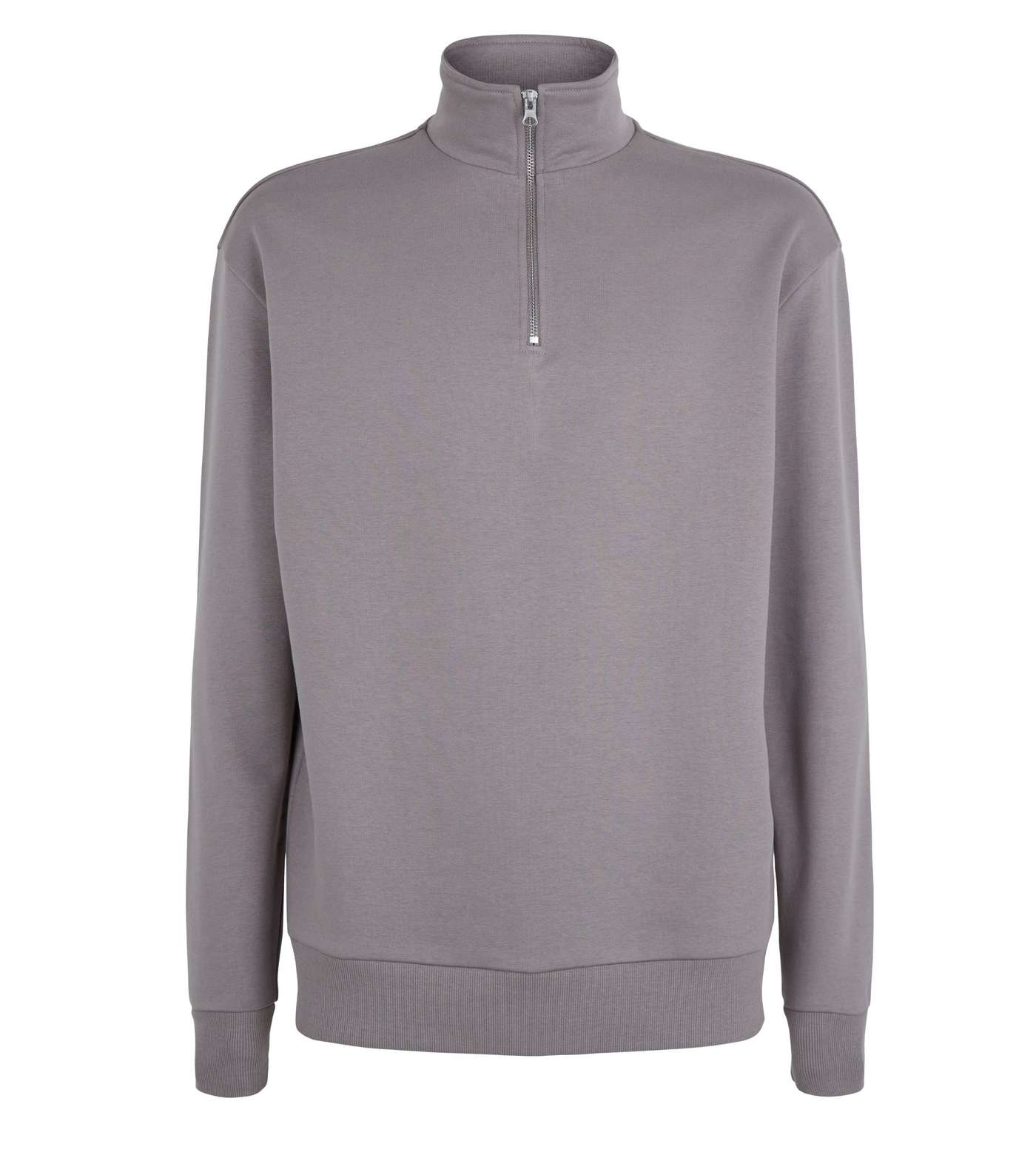 Pale Grey Zip Funnel Neck Sweatshirt Image 4