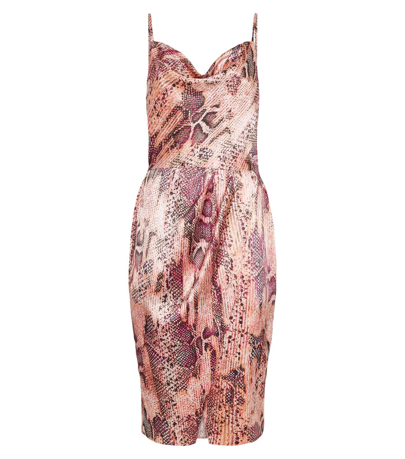 Pink Neon Satin Snake Print Dress Image 4