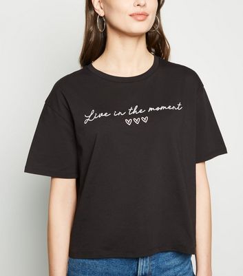 black slogan t shirt