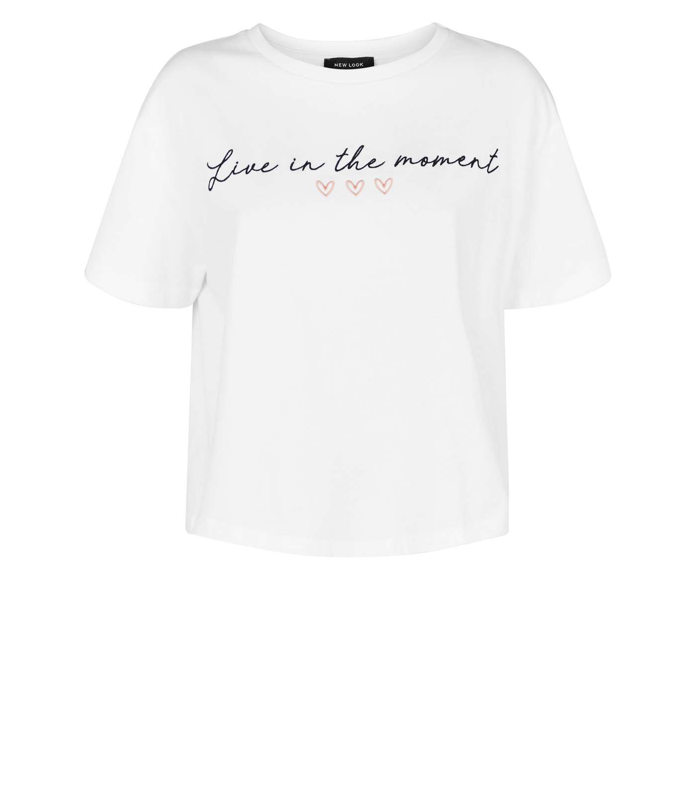 White Live In The Moment Slogan T-Shirt Image 4