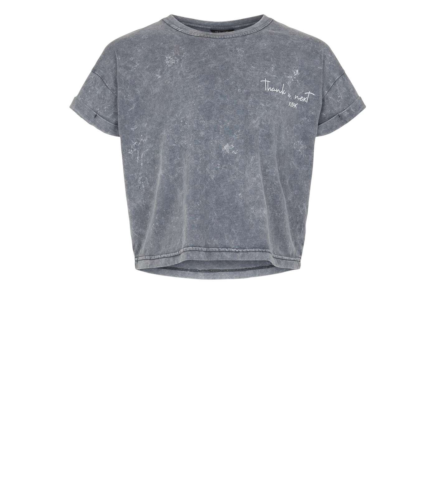 Girls Grey Acid Wash Thank U Next Slogan T-Shirt Image 4