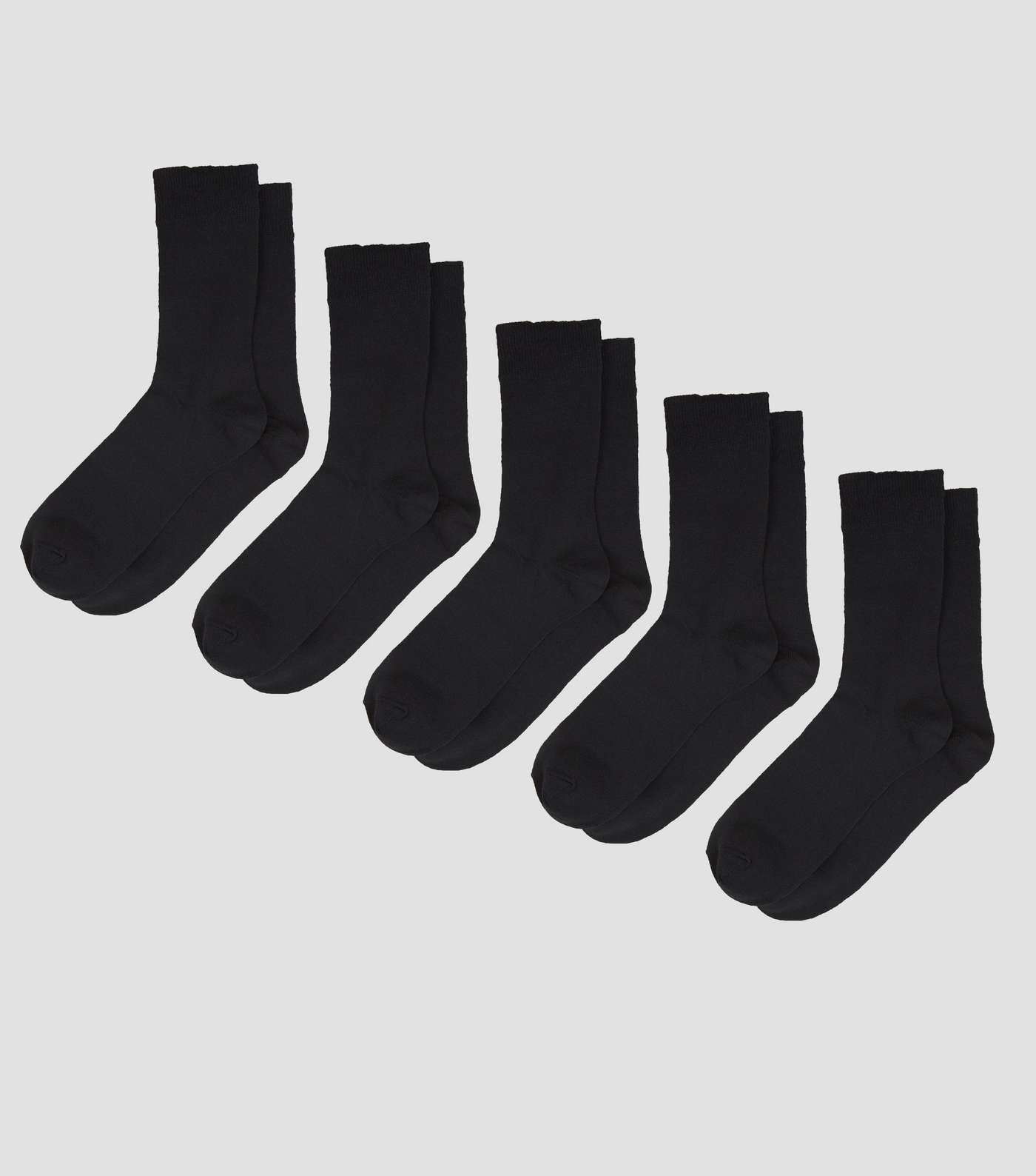 5 Pack Black Cotton Blend Socks