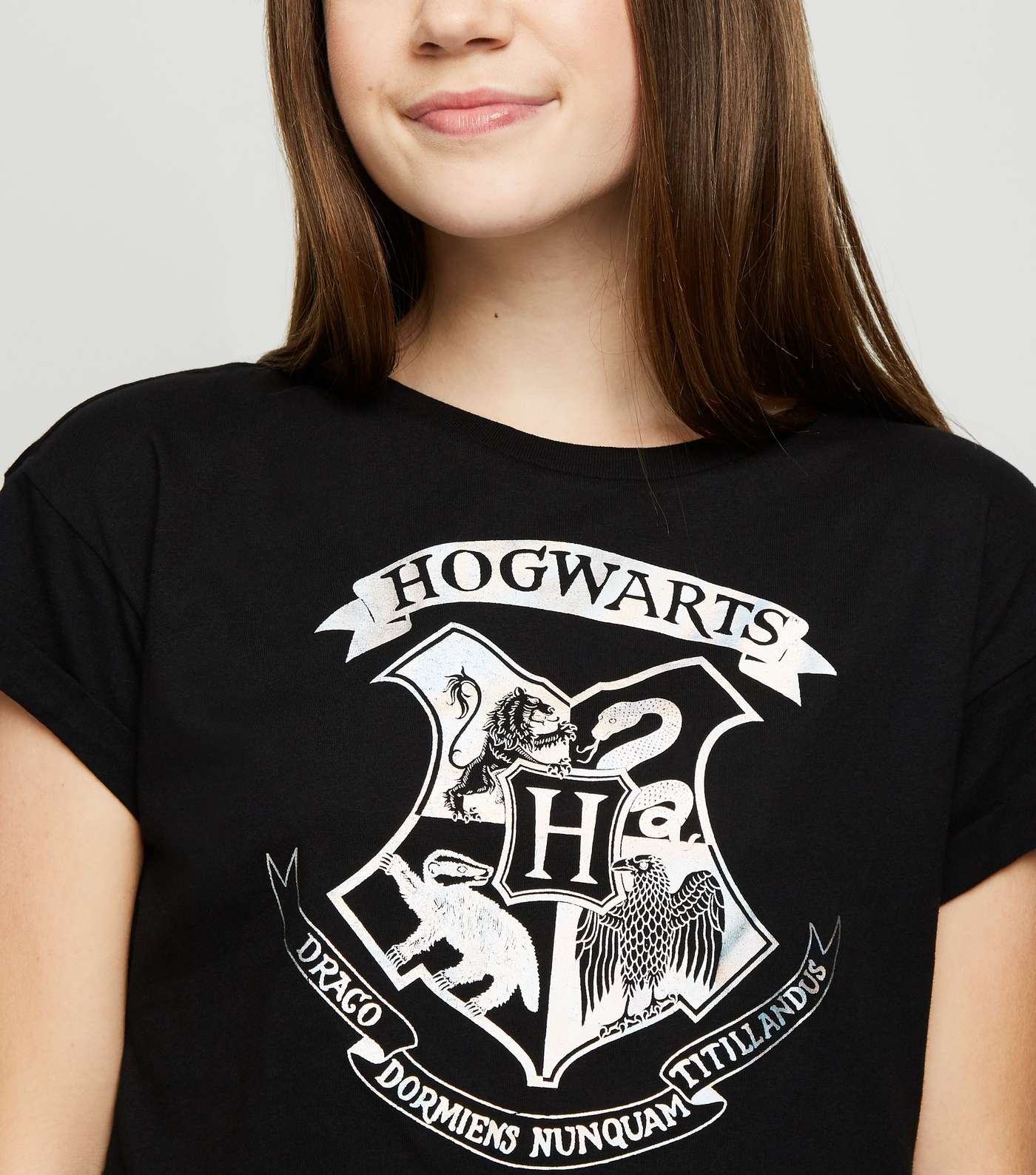 Girls Slogan Black Harry Potter Hogwarts T-Shirt Image 3