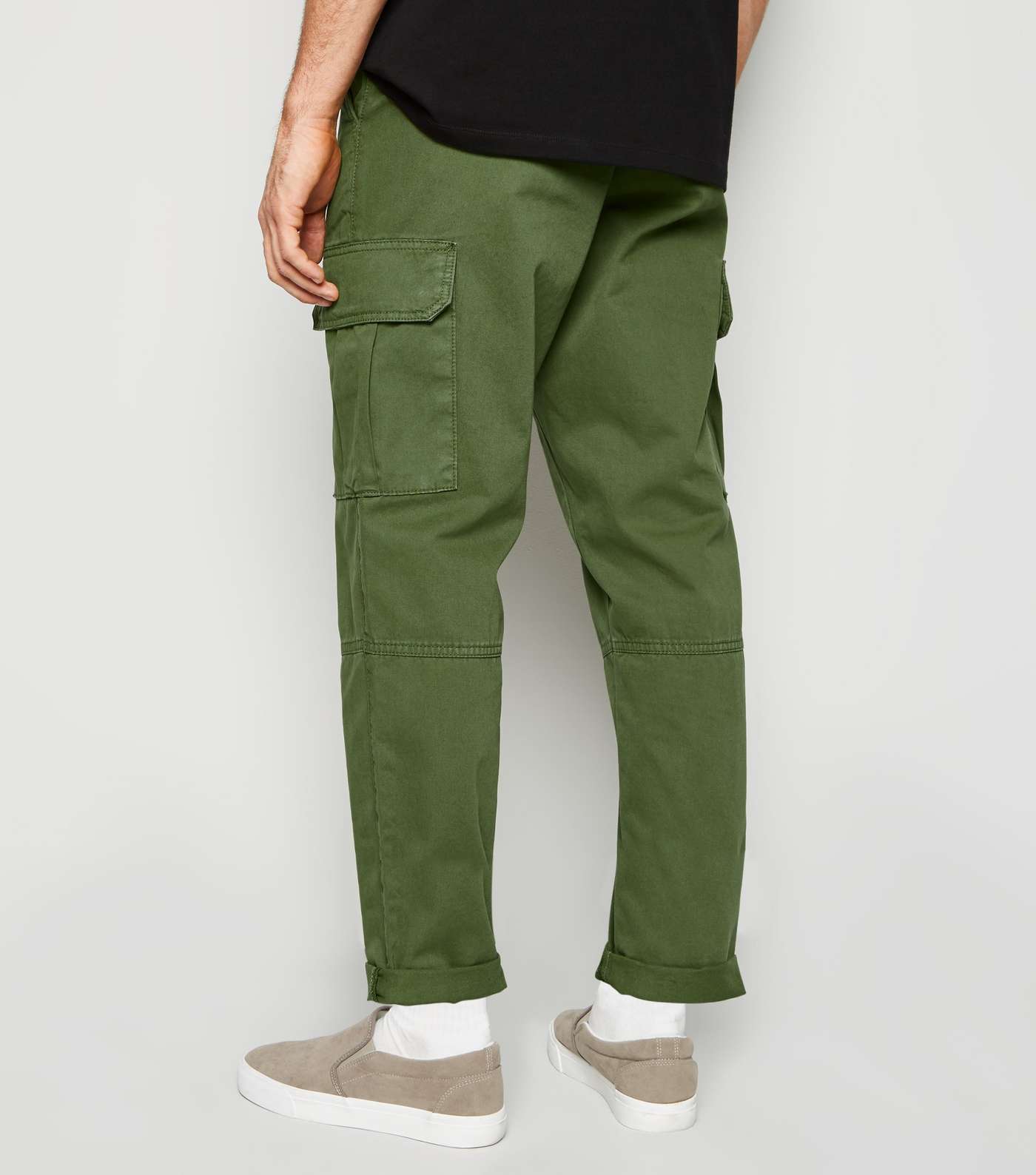Khaki Slim Cargo Trousers Image 3