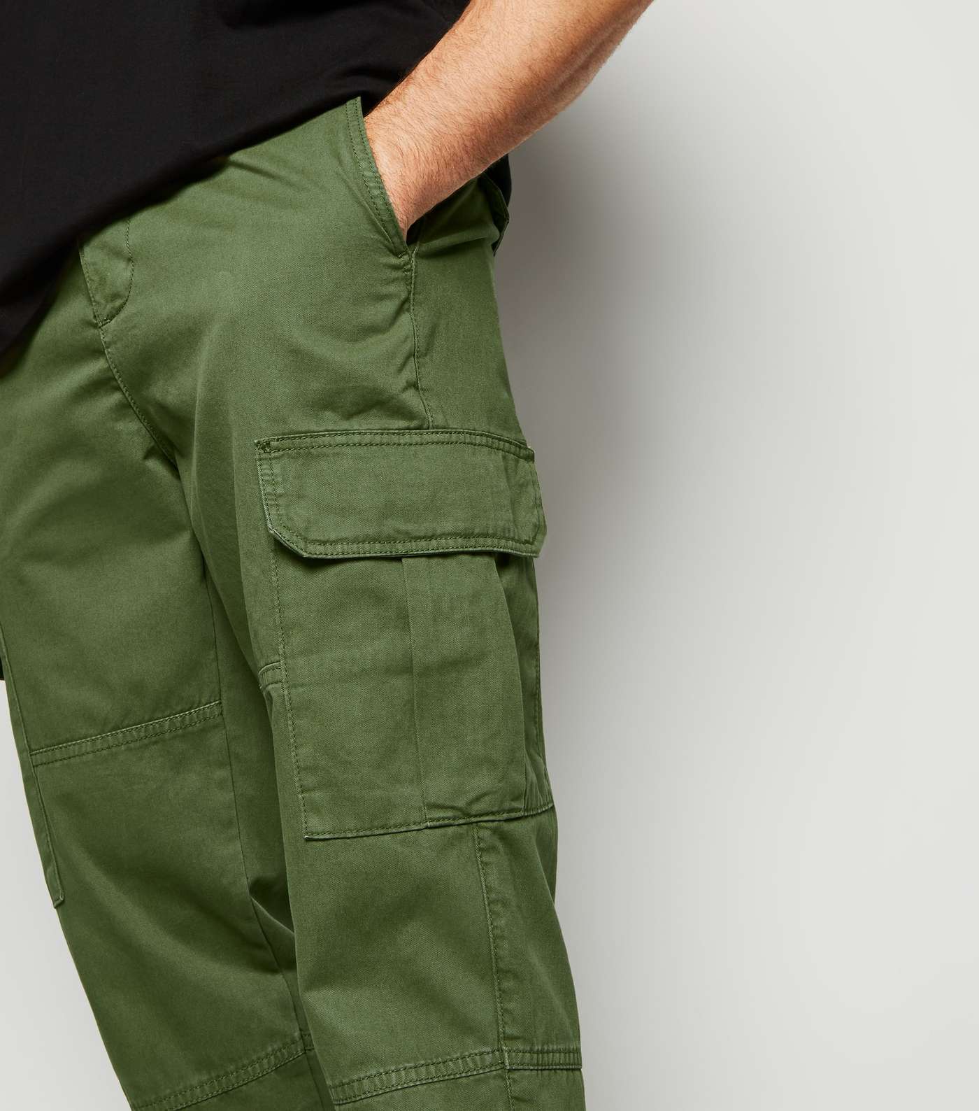 Khaki Slim Cargo Trousers Image 5