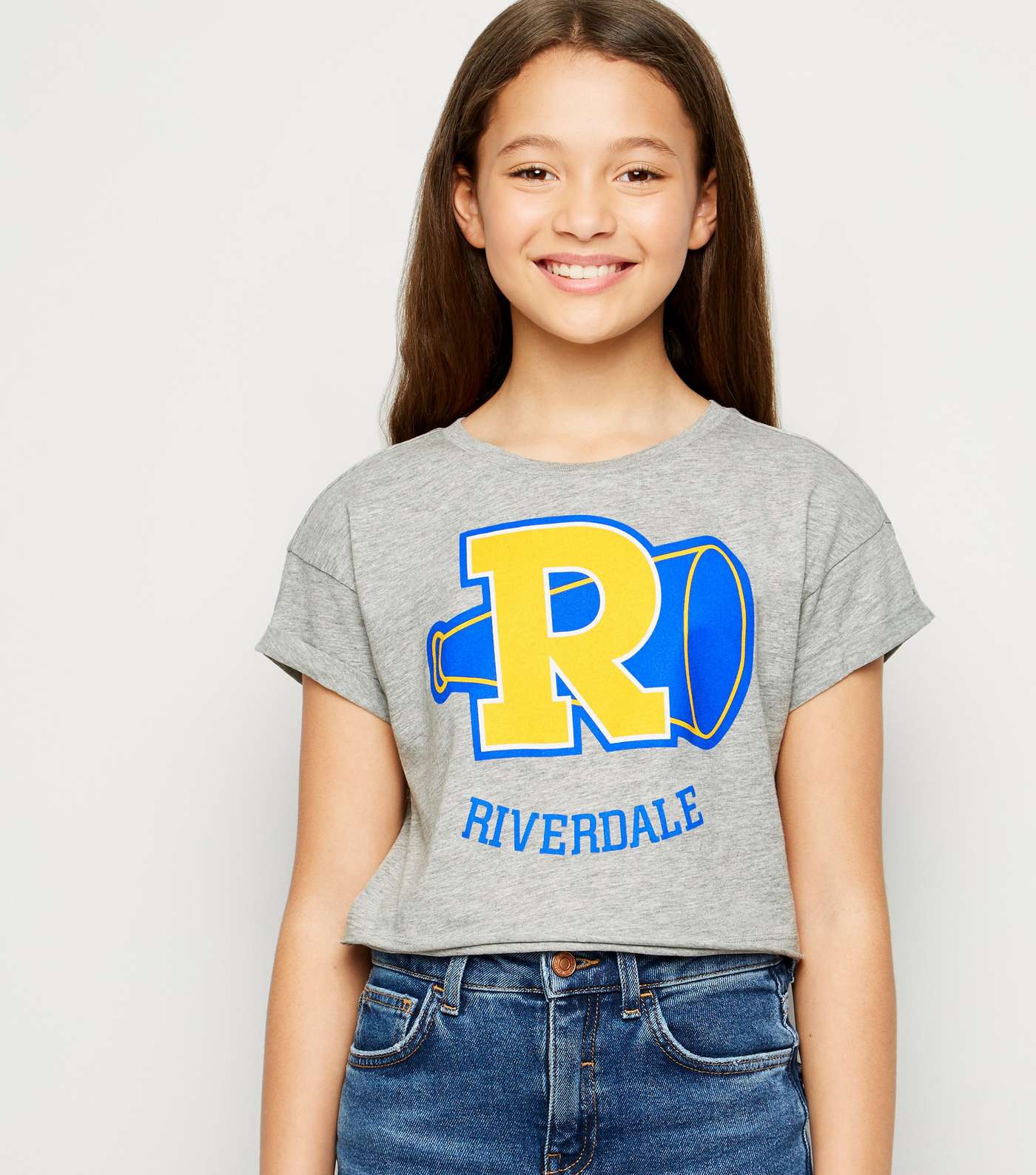 Girls Grey Riverdale Slogan Boxy T-Shirt