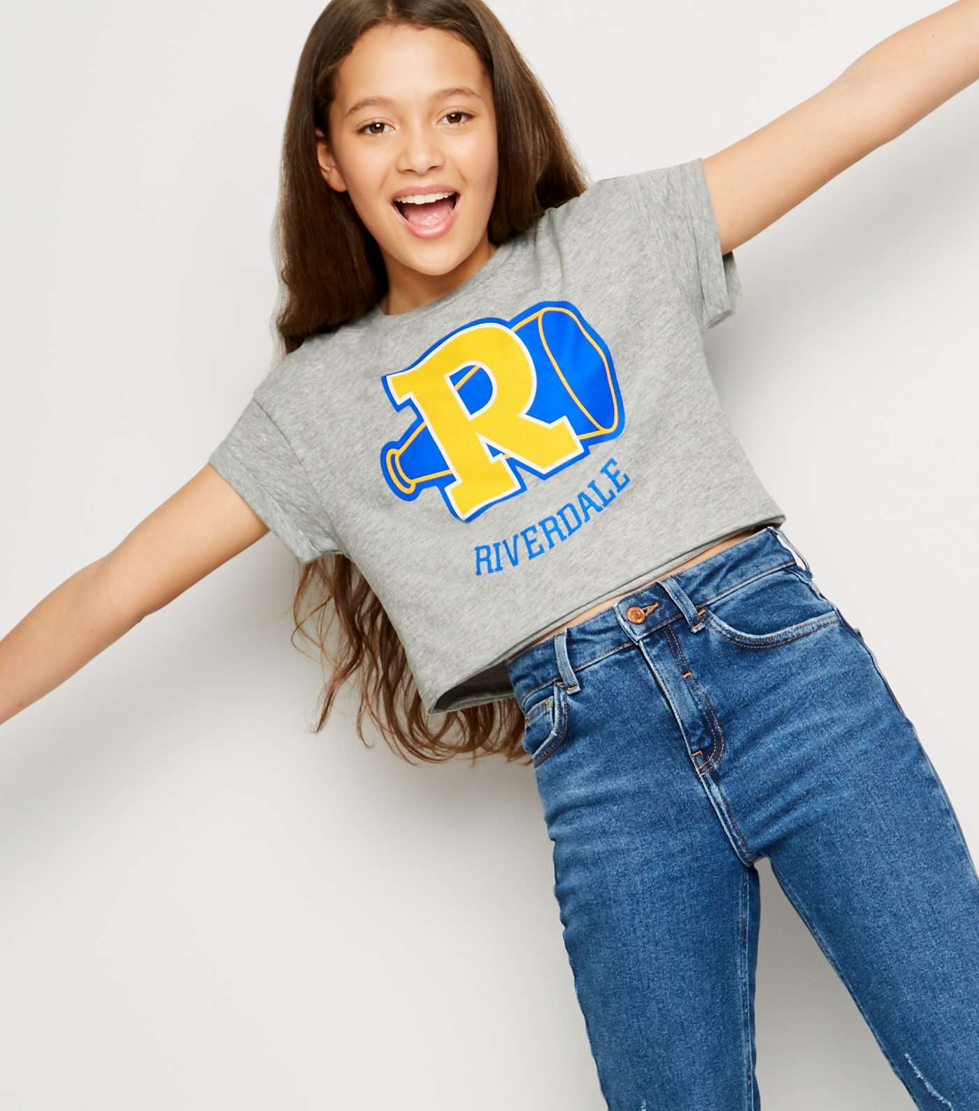 Girls Grey Riverdale Slogan Boxy T-Shirt Image 3