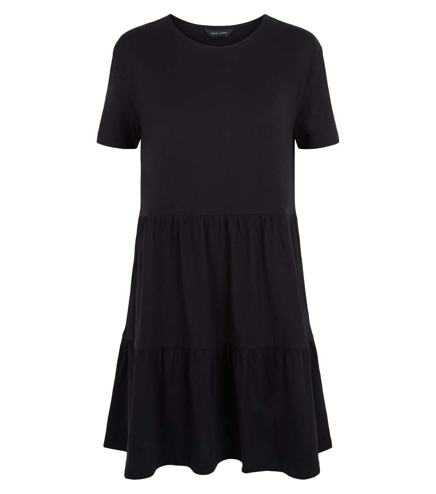 Black Short Sleeve Smock Mini Dress Image 2