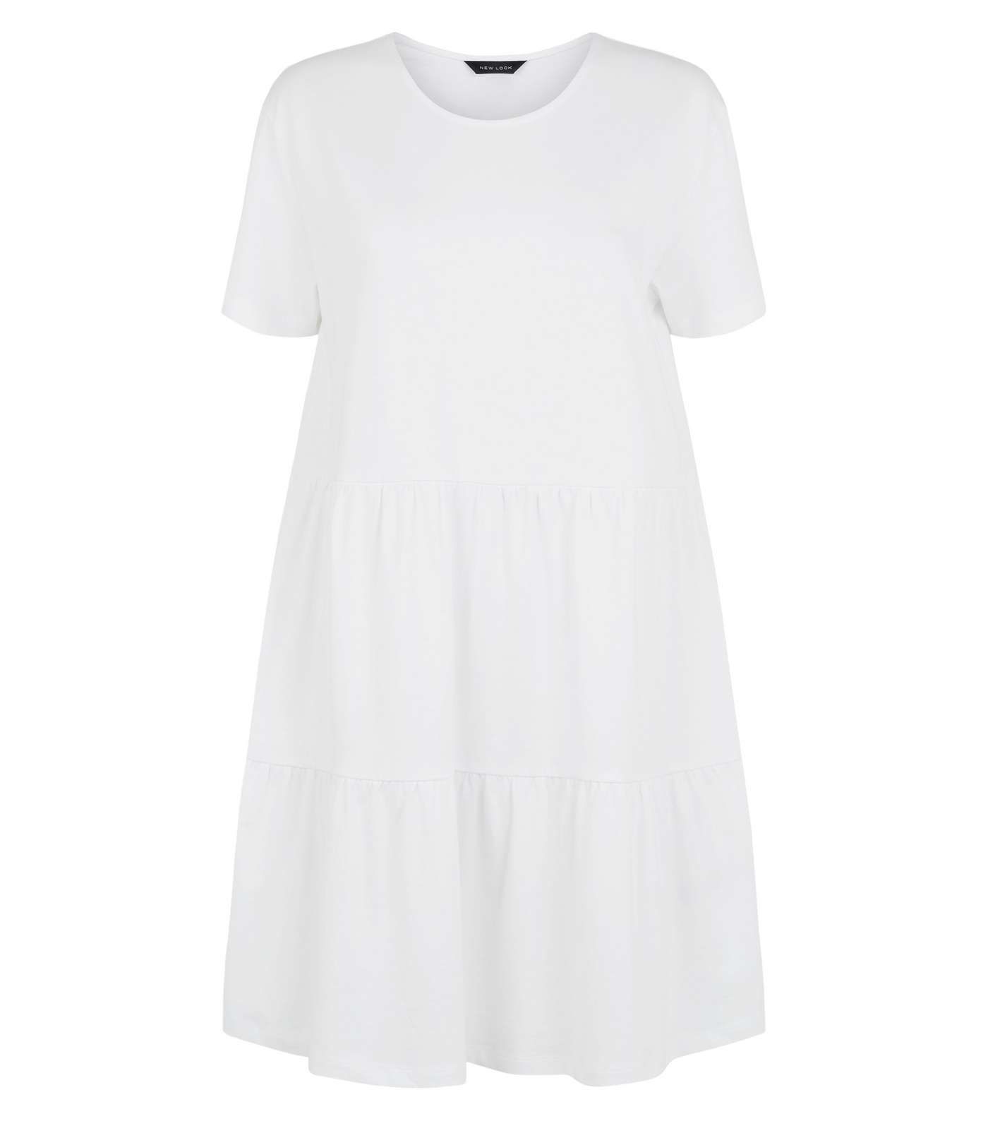 White Short Sleeve Cotton Smock Dress Image 4
