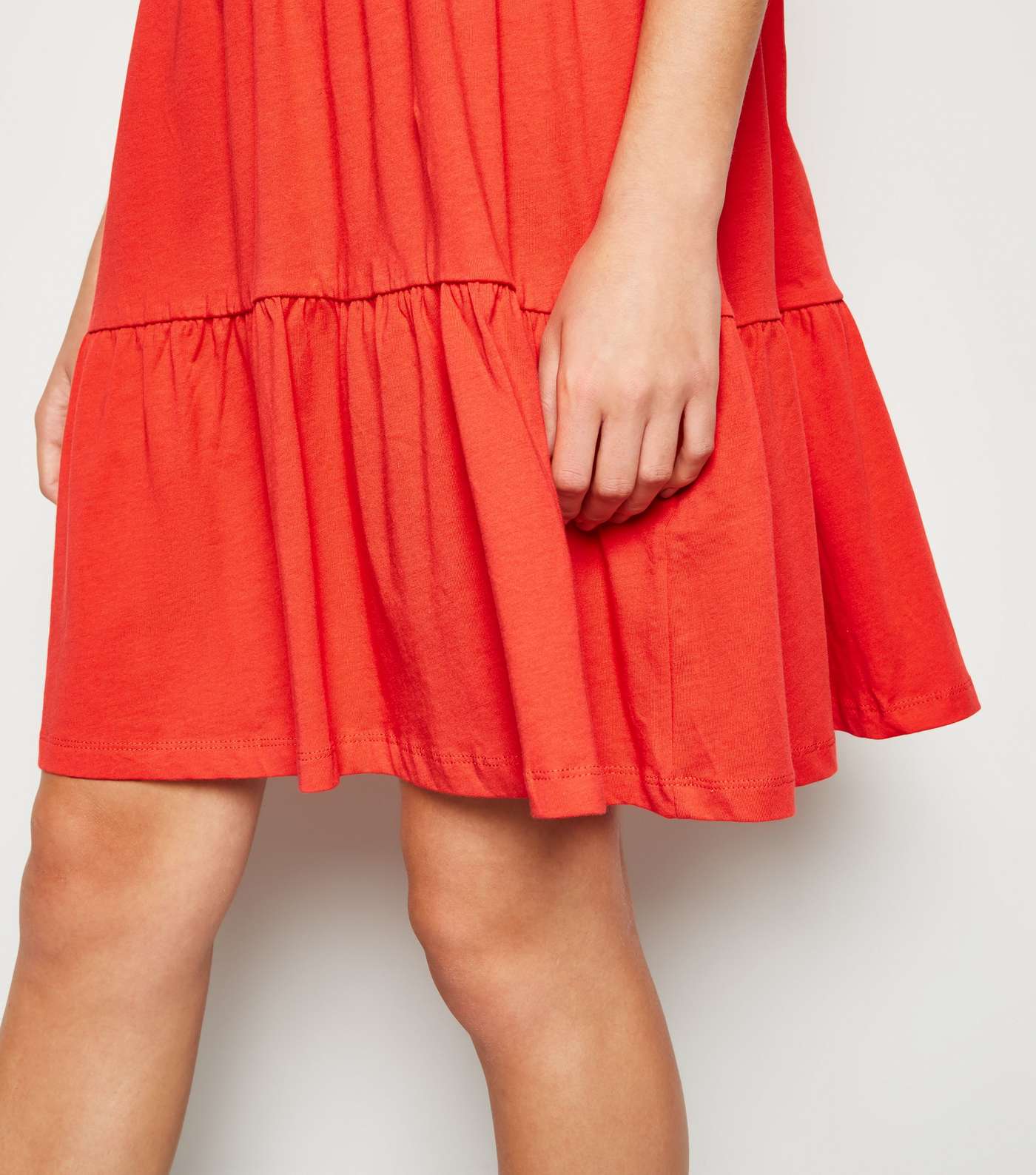 Red Short Sleeve Smock Dress Image 5