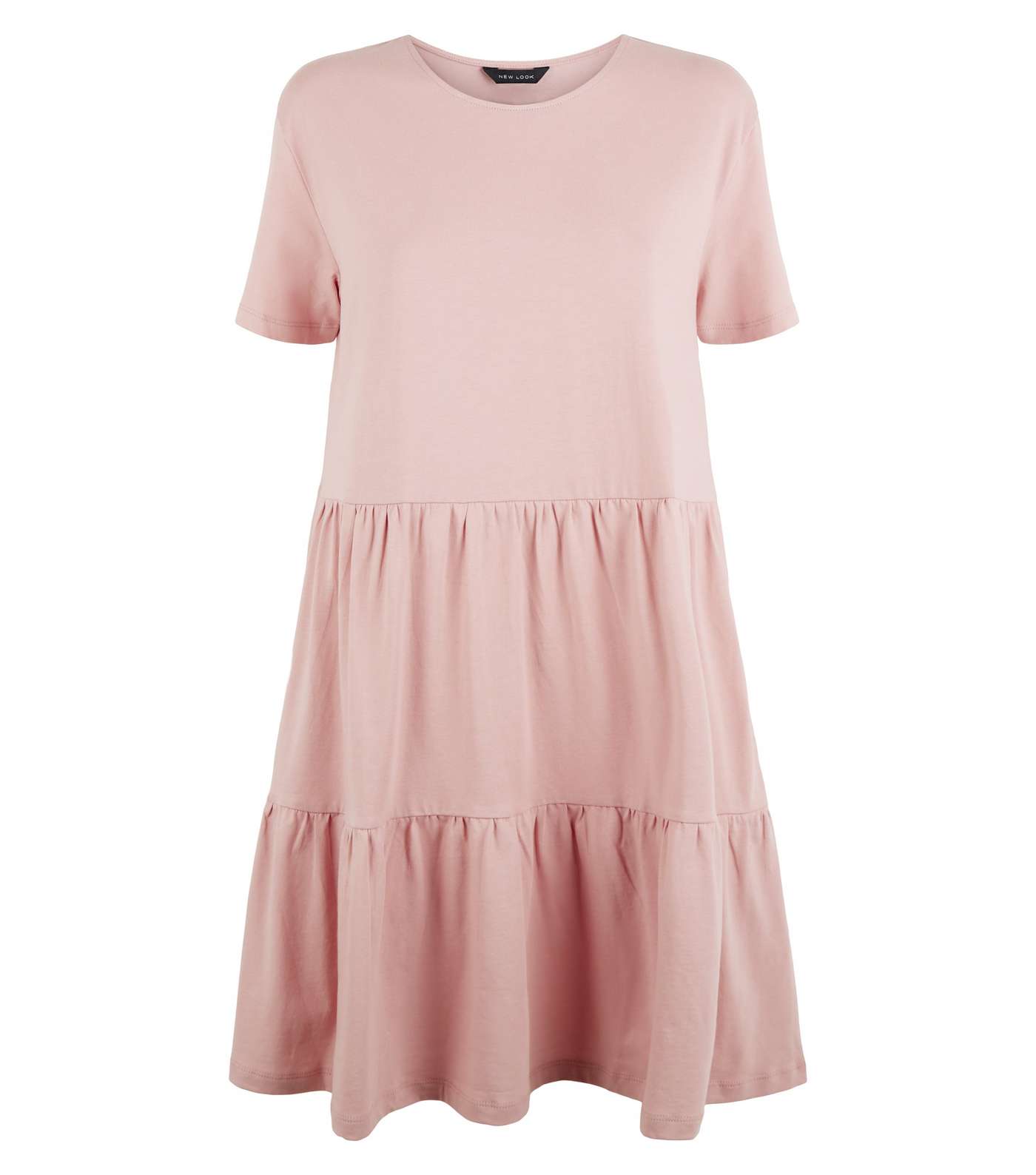 Pale Pink Short Sleeve Smock Mini Dress Image 4