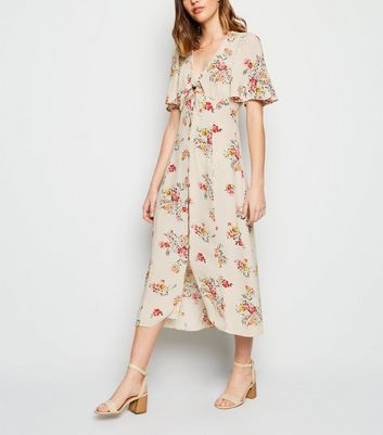 floral button up midi dress