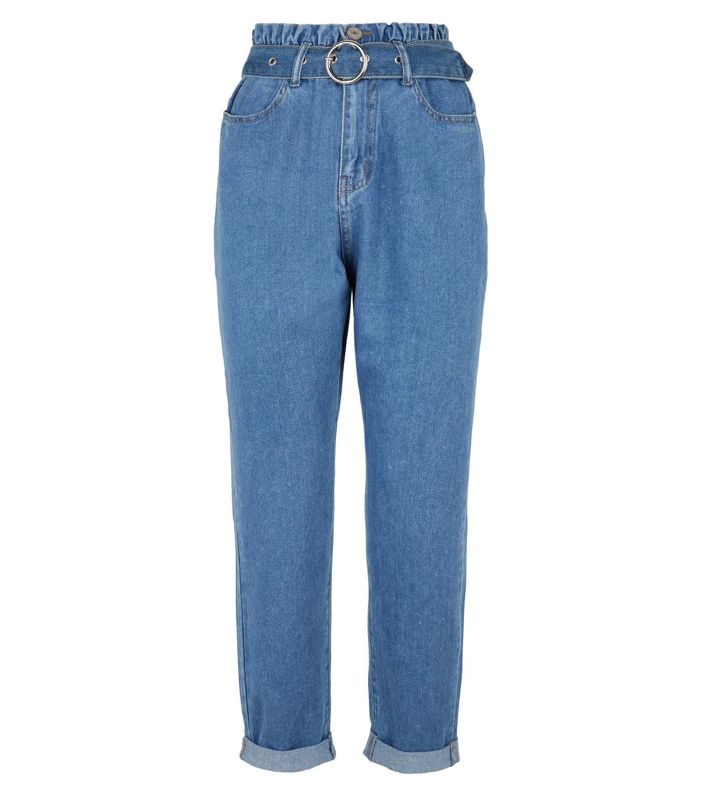 Blue Tapered High Waist Jeans Image 4